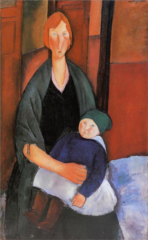 Seated Woman with Child (Motherhood) - Amedeo Modigliani Paintings
